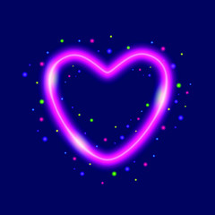 Neon Pink Heart sign. Vector illustration EPS10