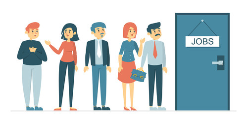 Queue to the recruitment agency. Unemployment idea