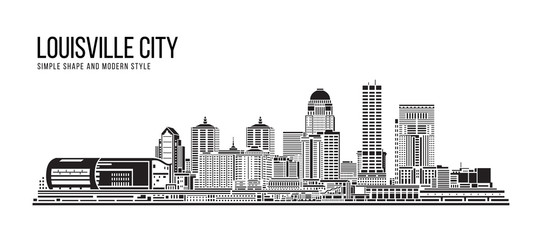 Cityscape Building Abstract Simple shape and modern style art Vector design - Louisville city