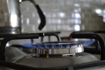 Stove Prepared to Cook with Blue Flame