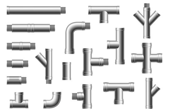 Steel pipe fittings. Water, fuel or gas supply system, oil refinery industry pipeline, house sewer bolted sections, parts isolated