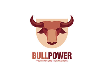 simple Bull head vector logo concept illustration, Buffalo head logo, Bull head logo