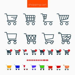 Shopping cart vector pack for apps and websites