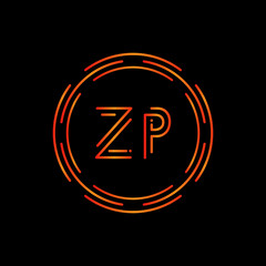 Initial ZP Logo Design Vector Template. Digital Circle Letter ZP Business Logo Vector Illustration