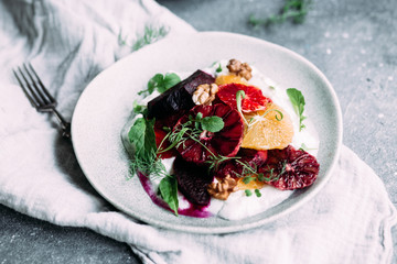Beetroot and Bloody Orange Vegetarian Salad