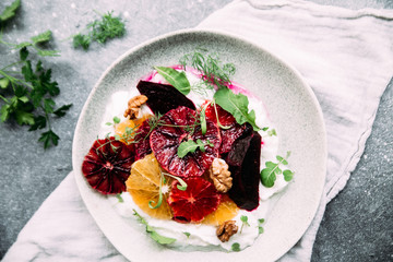 Beetroot and Bloody Orange Vegetarian Salad