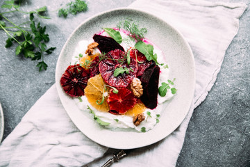 Beetroot and Bloody Orange Vegetarian Salad