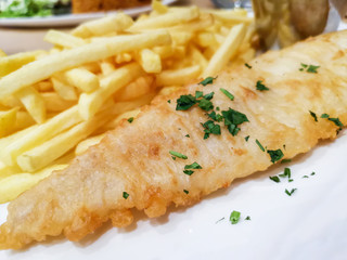 British Traditional fish and chips and tartar sauce