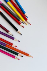 color pencils on white background