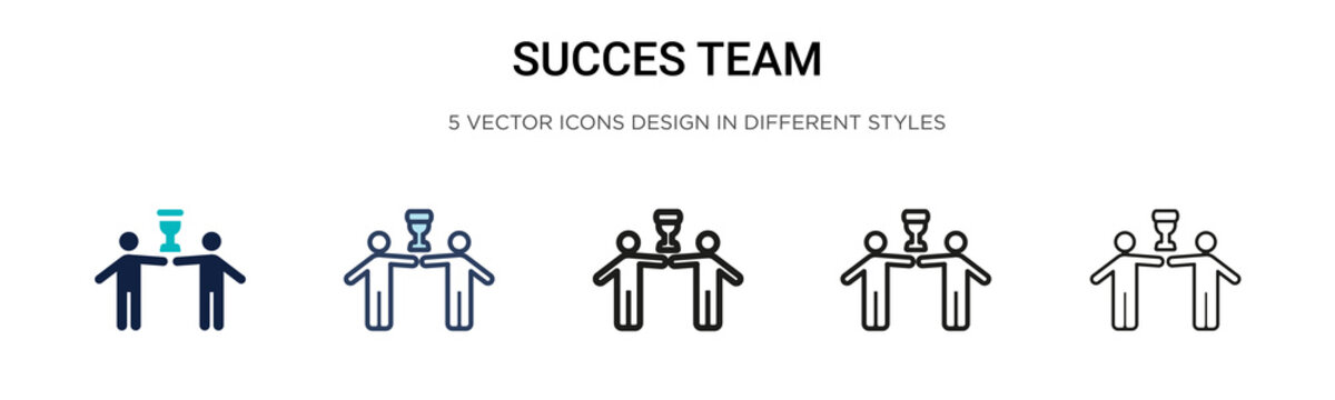Succes team icon in filled, thin line, outline and stroke style. Vector illustration of two colored and black succes team vector icons designs can be used for mobile, ui, web