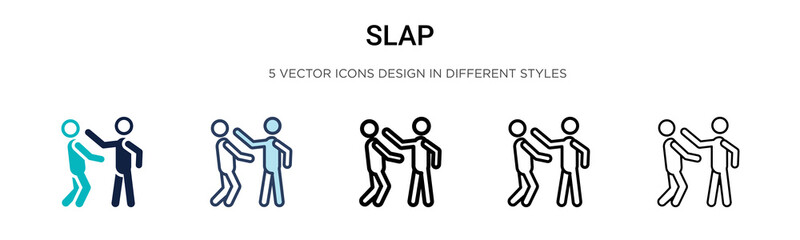 Slap icon in filled, thin line, outline and stroke style. Vector illustration of two colored and black slap vector icons designs can be used for mobile, ui, web