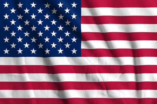 United States , USA  Flag on Fabric texture