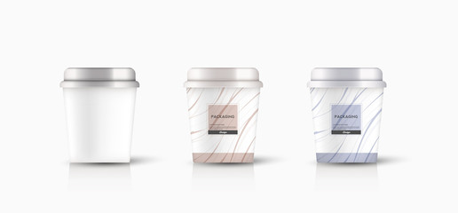 packaging template round bucket, cylinder, container ice cream, yogurt, vector design illustration.