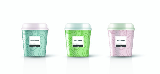 packaging template round bucket, cylinder, container ice cream, yogurt, vector design illustration.