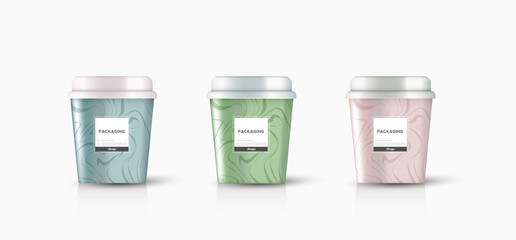 packaging template round bucket, cylinder, container ice cream, yogurt, vector design illustration.