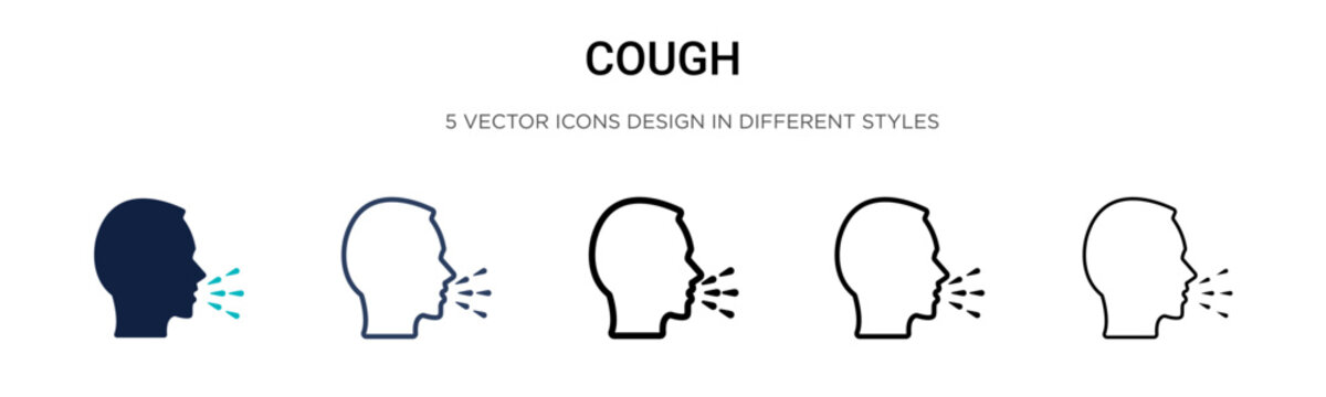 Cough icon in filled, thin line, outline and stroke style. Vector illustration of two colored and black cough vector icons designs can be used for mobile, ui, web