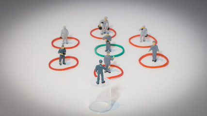 Miniature people : Social Distancing Concept  Coronavirus disease (COVID-19).  with copy space.