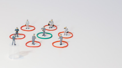 Miniature people : Social Distancing Concept Coronavirus disease (COVID-19). with copy space.