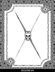 Occultism or magic, illustration without color one skull