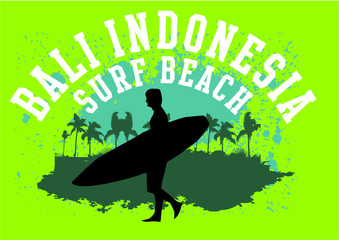 summer sports surfer print and embroidery graphic design vector art