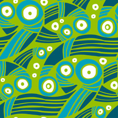 Fototapeta premium Vintage 60 vibes water or grass seamless pattern