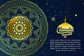 Obraz premium Ornate horizontal vector Cover design.banner, vintage lanterns for Ramadan wishing. Decorin Eastern style. Islamic background.Ramadan Kareem greeting card, advertising, discount, poster.luxury flyer.