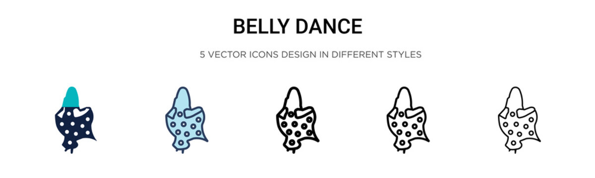 Belly Dance Icon In Filled, Thin Line, Outline And Stroke Style. Vector Illustration Of Two Colored And Black Belly Dance Vector Icons Designs Can Be Used For Mobile, Ui, Web