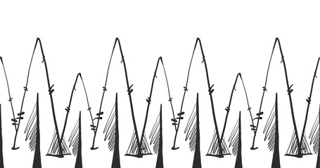 Vector Seamless hand drawn doodle pine forest.