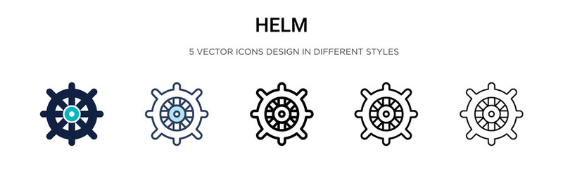 Helm icon in filled, thin line, outline and stroke style. Vector illustration of two colored and black helm vector icons designs can be used for mobile, ui, web