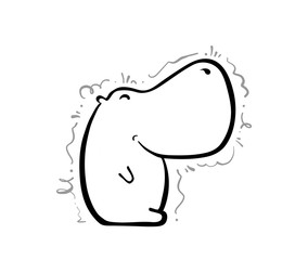 Vector Hand drawn cartoon hippo. Sketch design.