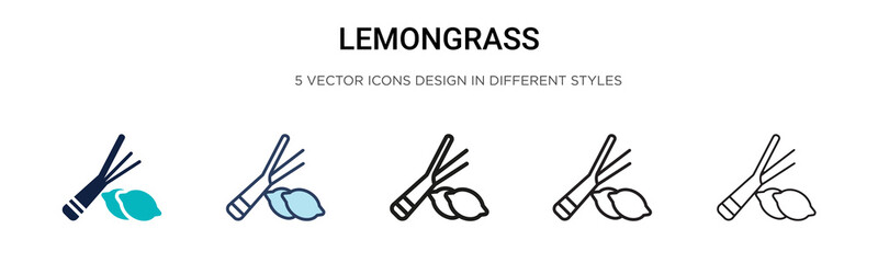 Fototapeta na wymiar Lemongrass icon in filled, thin line, outline and stroke style. Vector illustration of two colored and black lemongrass vector icons designs can be used for mobile, ui, web