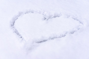 The image of the heart in the snow