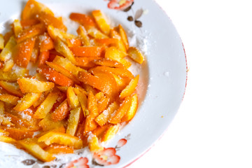 Candied fruits made of orange peel