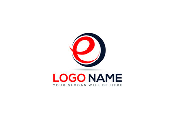 Letter E logo icon design template elements. Vector color sign. E Letter Design Vector with Red color.
