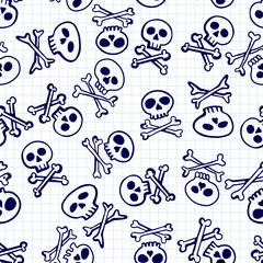 Vector Seamless Pattern of Skulls