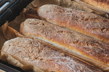 Freshly baked homemade bread traditional French recipe