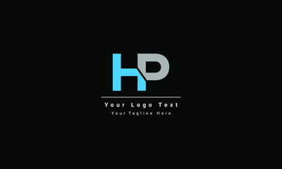 Fototapeta premium HP H P Letter Logo Design in Blue Colors with black background. Creative Modern Letters Vector Icon Logo Illustration.