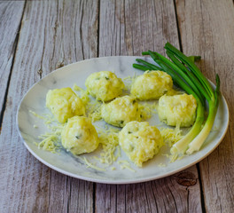 Balls with cottage cheese and herbs with cheese