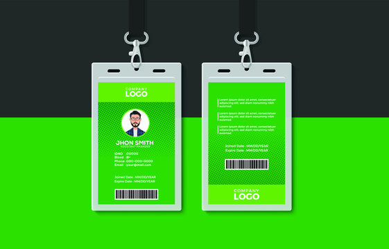 Simple and Clean Green ID Card Design Template. green shade effect and creative corporate id card.