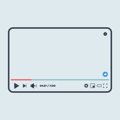 Classical video media player vectro symbol web on white blue background