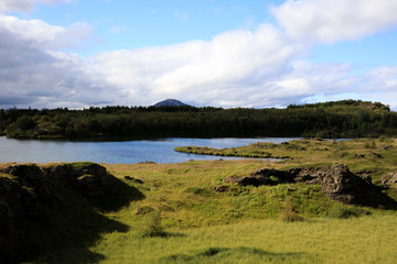 Myvatn / Iceland - August 30, 2017: Lake Myvatn area, Iceland, Europe