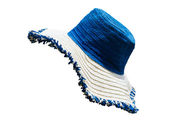 Straw hat, Sun hat isolated on white background.