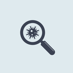 virus bacterium or coronavirus in magnifying glass. concept search covid-19. vector symbol