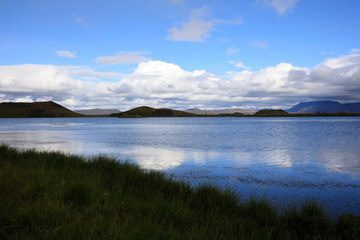 Myvatn / Iceland - August 30, 2017: A view of lake Myvatn, Iceland, Europe