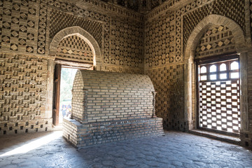Fototapeta premium Samanid mausoleum with the grave of Emir Ahmad Ibn Asad, who died in 819, an architectural monument of the early middle ages, Bukhara, Uzbekistan