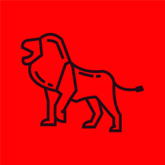 Lion Line Art Design Template