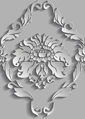 Vector damask seamless pattern background. Elegant luxury texture for wallpapers, backgrounds and page fill. 3D elements with shadows and highlights.