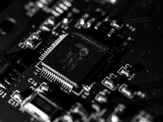 close up of electronic circuit board