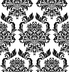 Vector damask seamless pattern background. Classical luxury old fashioned damask ornament, royal victorian seamless texture for wallpapers, textile, wrapping. Exquisite floral baroque template.