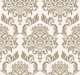 Vector damask seamless pattern background. Classical luxury old fashioned damask ornament, royal victorian seamless texture for wallpapers, textile, wrapping. Exquisite floral baroque template.
